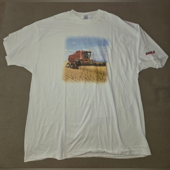 NWOT VINTAGE 90'S MEN'S HANES BEEFY-T TEE WHITE T-SHIRT 100% COTTON Case IH - Picture 4 of 14